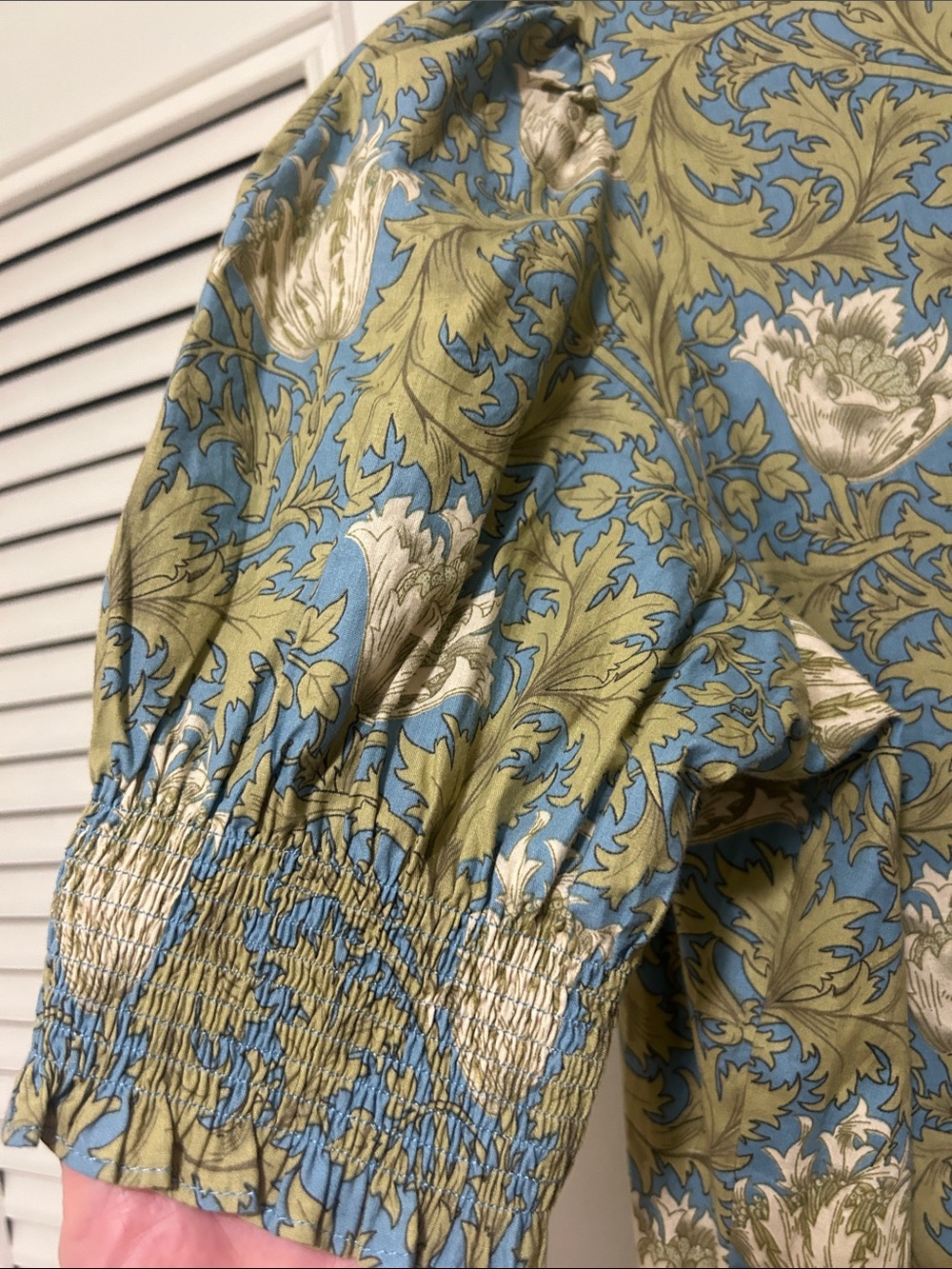 Hyacinth House Blue Green Floral Collared Tiered Midi Dress SMALL - Picture 8 of 13